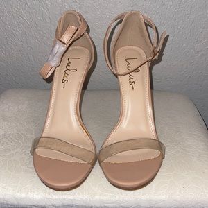 Lulu’s new beige/clear heels, SZ 10